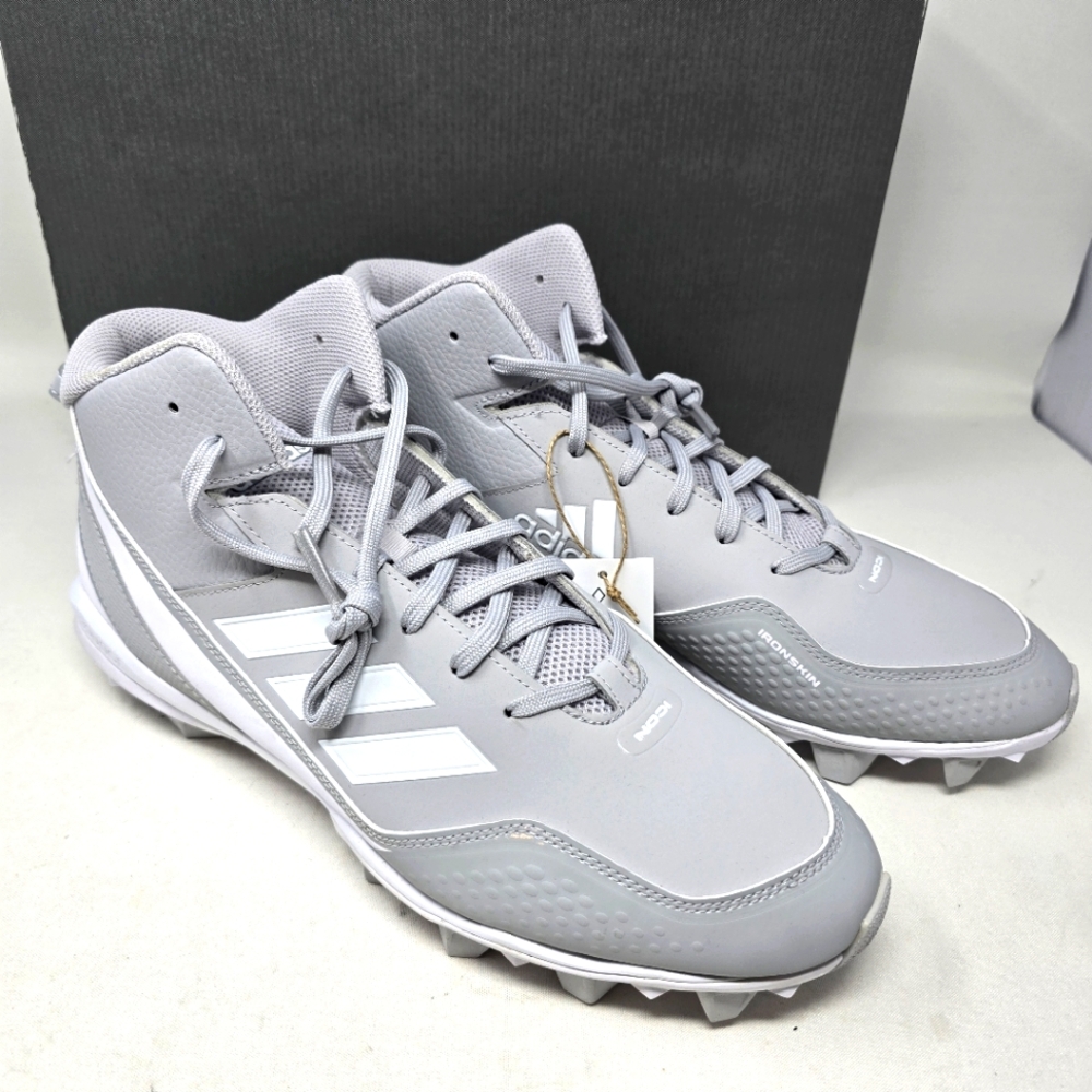 New Adidas Icon 7 Mid MD FY4391 Men's Size 13.5 Baseball‎ Cleats Gray White.
